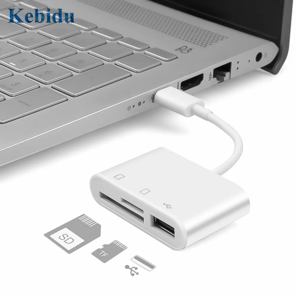 KEBIDU 3 в 1 USB Type C SD и Micro TF устройство для считывания карт памяти адаптер кабель умный