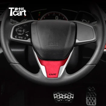 

Alcantara Car Accessories For Honda Civic 2018 2019 2020 Steering wheel trim cover Sports Metal