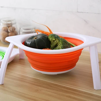 

Foldable Drain Basket Silicone Collapsible Colanders Fruit Vegetable Baskets Folding Strainers Creative Gadget Kitchen Organizer