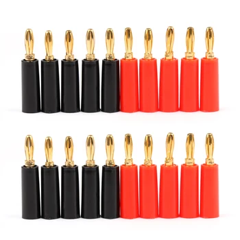 

Areyourshop 20/100PCs Banana Plug Speaker Connector Jack 4mm Gold Plate Black And Red