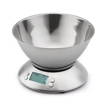 

11lb/5kg Digital Kitchen Scale Accuracy Food Scale With Removable Bowl Tare Clock Temperature Indication Kitchen Baking Scale