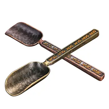 

Alloy Long Handled Teaspoon Gold One Scoop Teaspoon Decorative Tea Leaf Holder for Chinese Kung Fu Teas Maker Accessories Tools