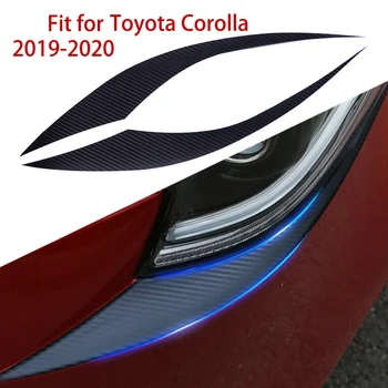 

CITALL 2PCS Carbon Fiber Style Car Front Head Light Eyebrow Cover Trim Sticker Decoration Fit for Toyota Corolla 2020