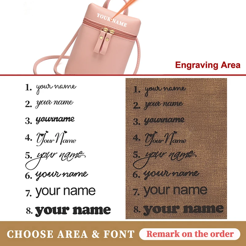 Custom Name Zipper High Capacity Women Shoulder Bag Fashion Casual Messenger Bags Mini Female Cellphone Bag Festival Gift