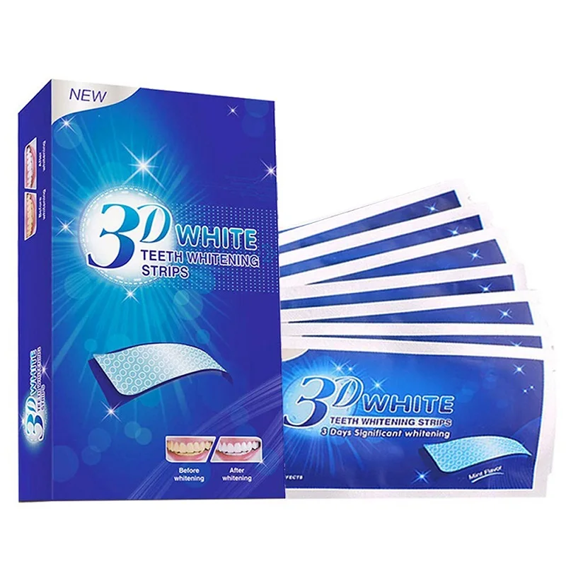 

3D White Teeth Whitening Strips Advanced Double Elastic Gel Cleaning for Teeth Care Dental Bleaching Tool
