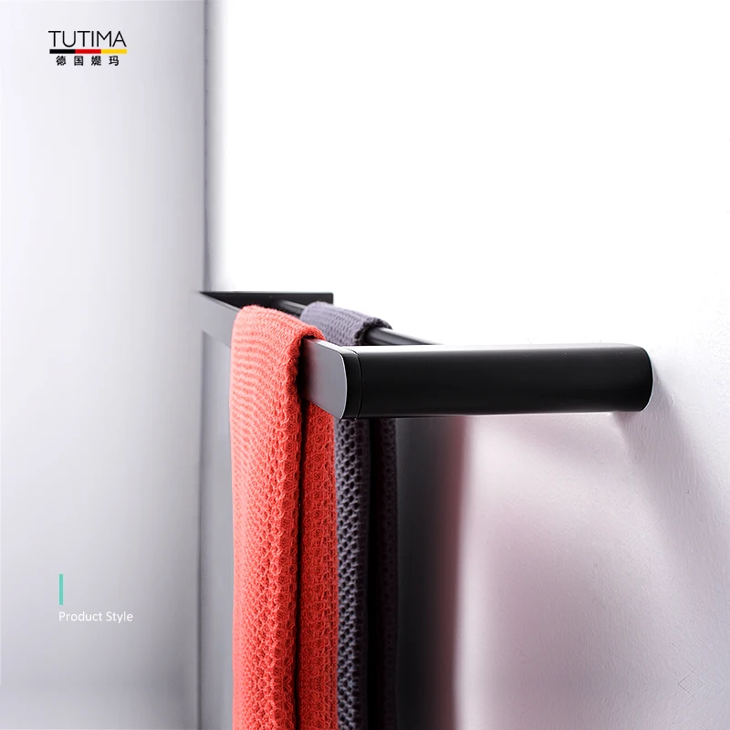 

TUTIMA 304 stainless steel shower room Round two-pole towel racktoilet towel rack simplicity ekegant black hardware accessories