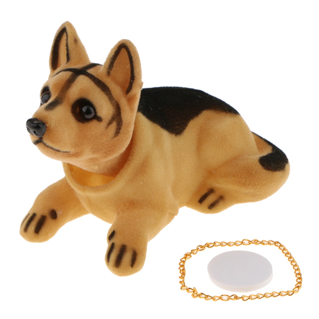 

Nodding Dog with Golden Chain Ornaments Mini Bobble-Head Toys for Car Decoration (Black and Brown Collie)