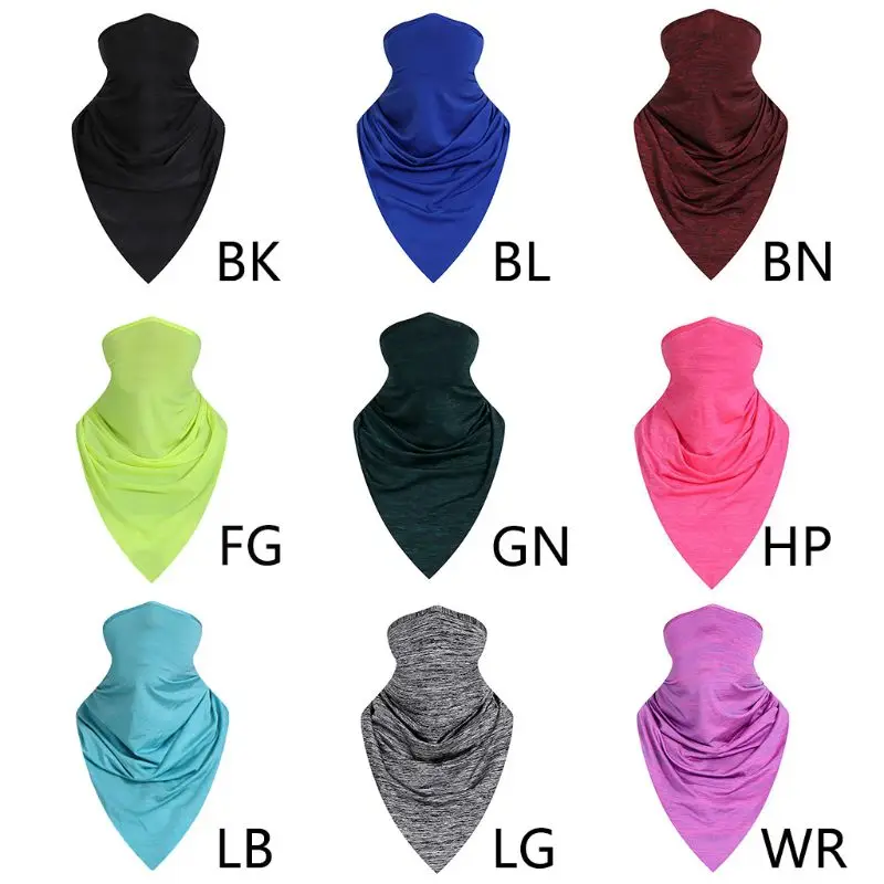 

Ice Silk Earloop Neck Gaiter Seamless Sun Protection Triangle Scarf Face Mask X5XA