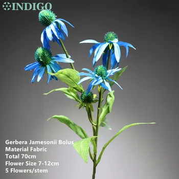 

INDIGO - 5 Heads Blue Daisy Sunflower Artificial Silk Flower Wedding Flower Home Decorative Flower Event Free Shipping
