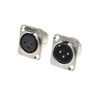 

1PCS 3Pins XLR canon Connector Male Female Jack Socket Panel Mounted Type Chassis Square Shape Metal Housing