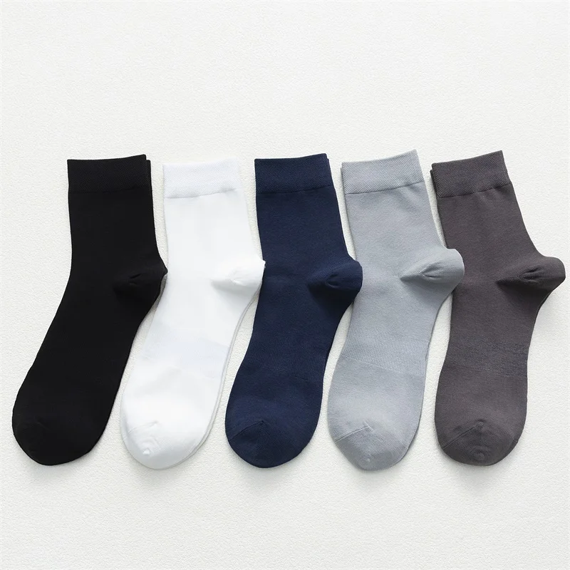 CKOBJ 5 Pairs 2020 New Men's Black Business Cotton Socks Breathable Spring and Summer Male Crew Christmas Gifts | Мужская одежда