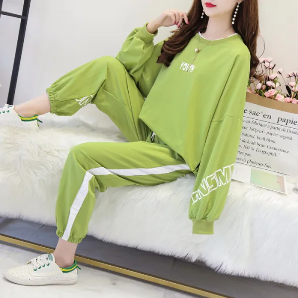 

2019 New Style Leisure Sports Suit Female Autumn Online Celebrity by Age Version of Western Style Loose-Fit Slimming Hoodie Two-