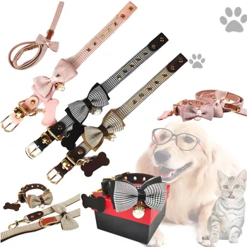 

Handmade bows Dog collars Poodle French Bullfight Dogs Outing Leashes You Can Engrave the Dog's Name