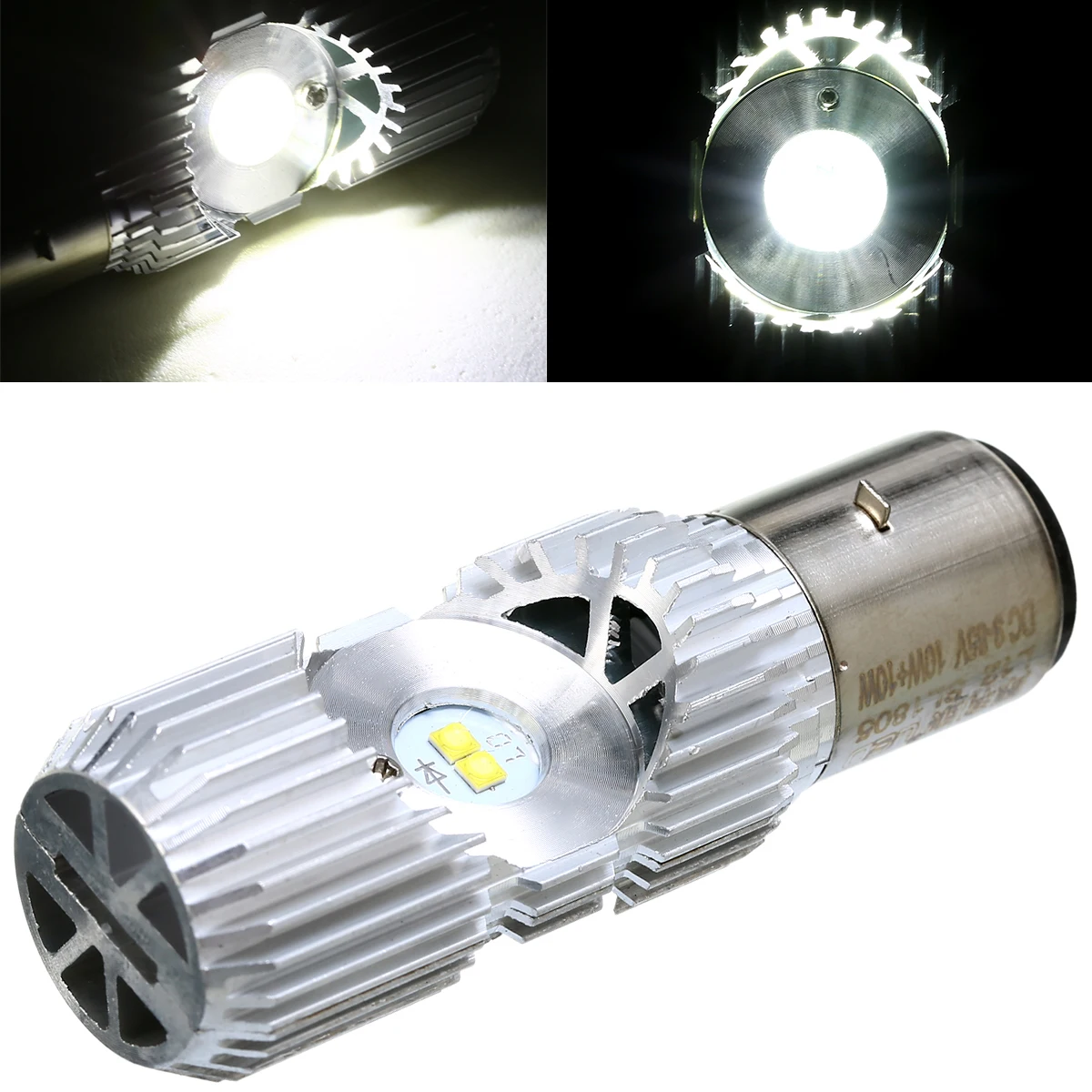 

1pc BA20D Motorcycle Scooter Front Headlight Bulb Moped ATV White 4LED Hi/Lo Beam Lamp 20W 12V For Truck Trailer Auto