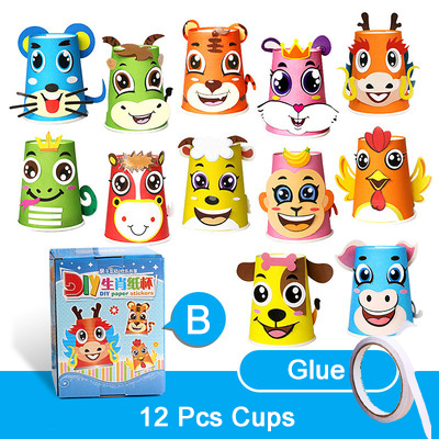 Children 3D DIY handmade Paper Cups Sticker Material Kit Whole Set Kids Kindergarten School Art Craft Educational Toys ZXH
