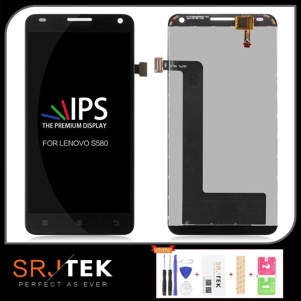 

SRJTEK 5.0'' For Lenovo S580 Screen Display Touch Digitizer S580 For Lenovo Display Glass Sensor Replacement Parts 1280*720