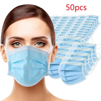 

50PCS Disposable Anti Dust Mask Daily ordinary Mask Melt Blown Three-layer Masks Mouth face Mask 48 hours Shipping