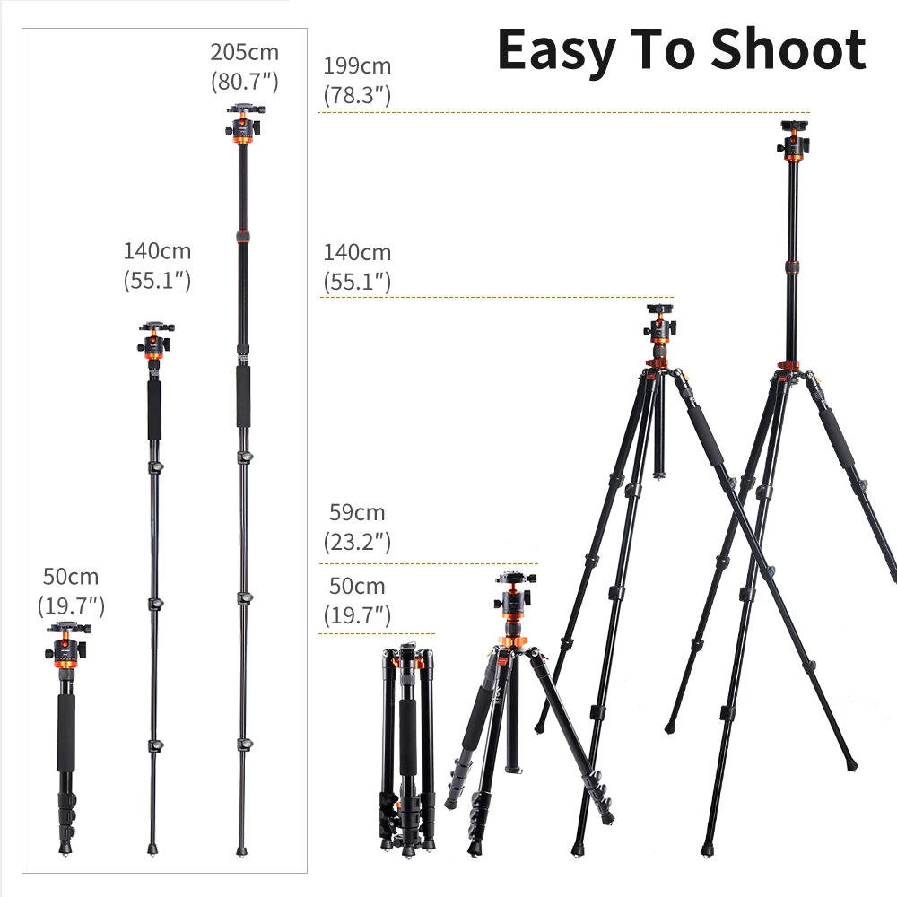 K & F Concept DSLR Ʈ ˷̴  80.7 ġ ī޶ ﰢ, 360       ۾ 10kgs ε