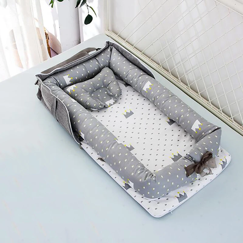 Складная переносная корзина для детской кроватки, подушка для новорожденной кровати, бамперы, хлопковое гнездо, защита безопасности YHM029