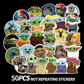 

50PCS Baby Yoda Star Wars The Mandalorian Stickers for Laptop Skateboard Home Decoration Car Scooter Decal hydro-flask sticker