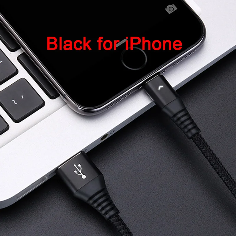 Black for iPhone 3а быстрое зарядное устройство для iphone Andriod Micro usb type-C нейлоновые кабели для быстрой зарядки телефонов - Цвет: Black for iPhone