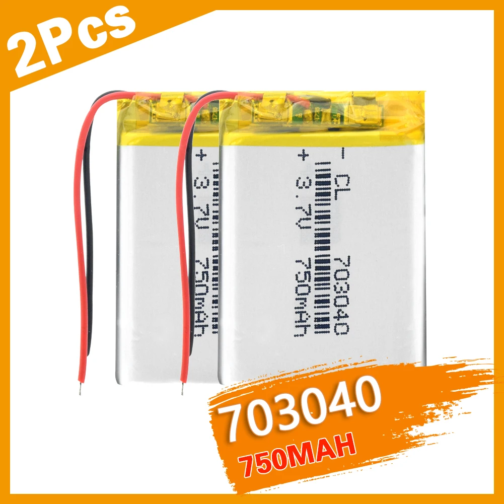 2 шт 3 7 V литий-полимерный Батарея 703040 модель 750MA Li-Po Перезаряжаемые с PCB для
