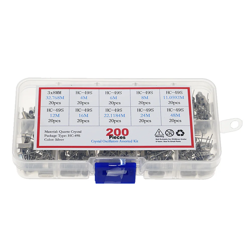 10Values HC-49S Quartz Resonator DIP Crystal Oscillator Kit 4MHz 6MHz 8MHz 12MHz 16MHz 24MHz 25MHz 48MHz 2Pin diy Electronic Set