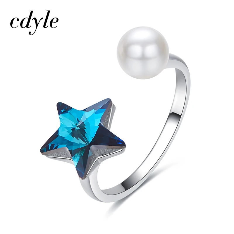 Cdyle кольцо на палец с изменяемым размером и синим кристаллом в форме звезды