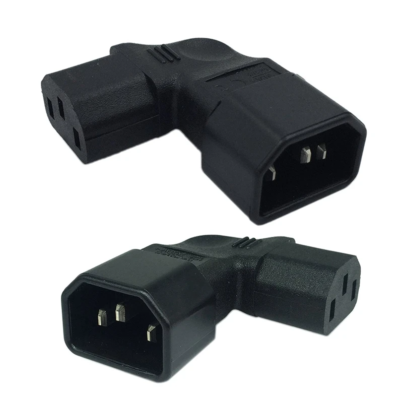 2 шт. правый/левый угол IEC 320 C14 3 контактный штекер к C13 женскому PDU PSU UPS адаптер