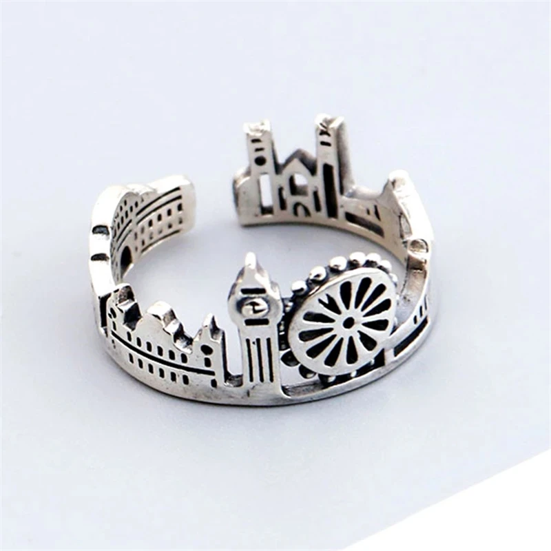 2021 New Creative Urban Retro Style Ring London City Finger Ring British Building Rings for Women Cocktail Holiday Gift Fashion 