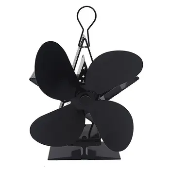 

Fireplace Fan 4 Leaf Metal Blower Environmental Protection Energy Saving Heat Power Fan Fireplace Fan