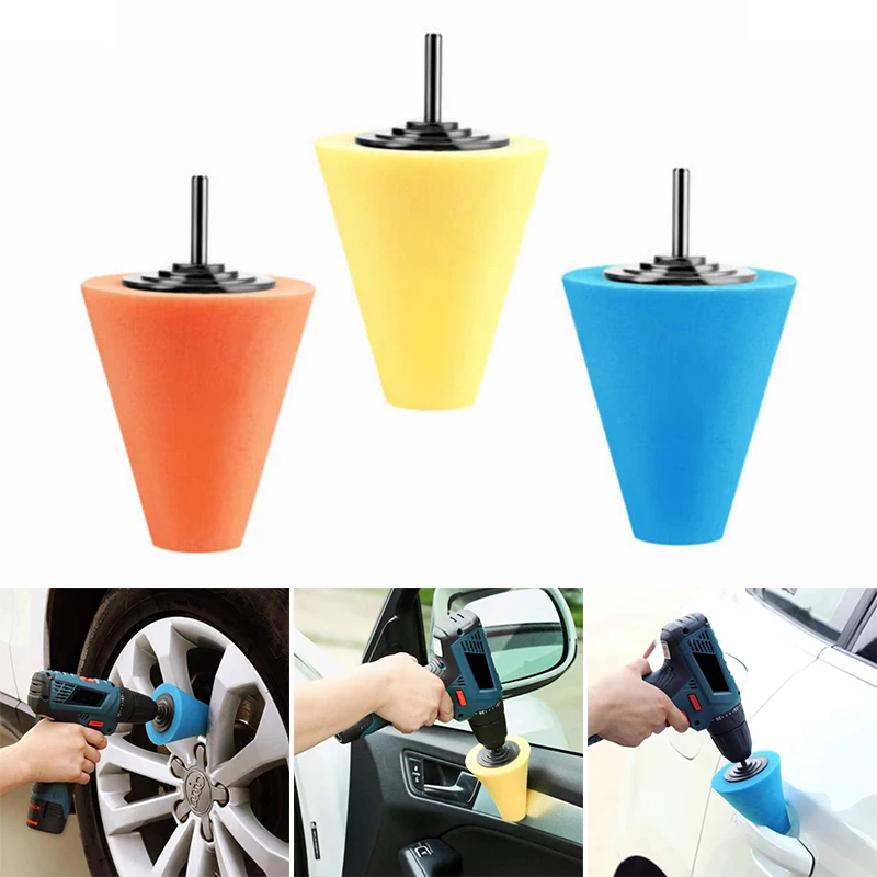 

1Pc 85mm Wheel Hub Foam Sponge Polishing Cone Shaped Pads Buffing Drill Adapter
