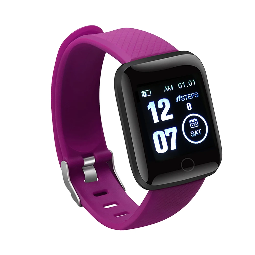Браслет для смарт-часов спортивный фитнес кровяное давление сердечный ритм вызов сообщение напоминание для Android Шагомер Смарт часы - Цвет: Фиолетовый