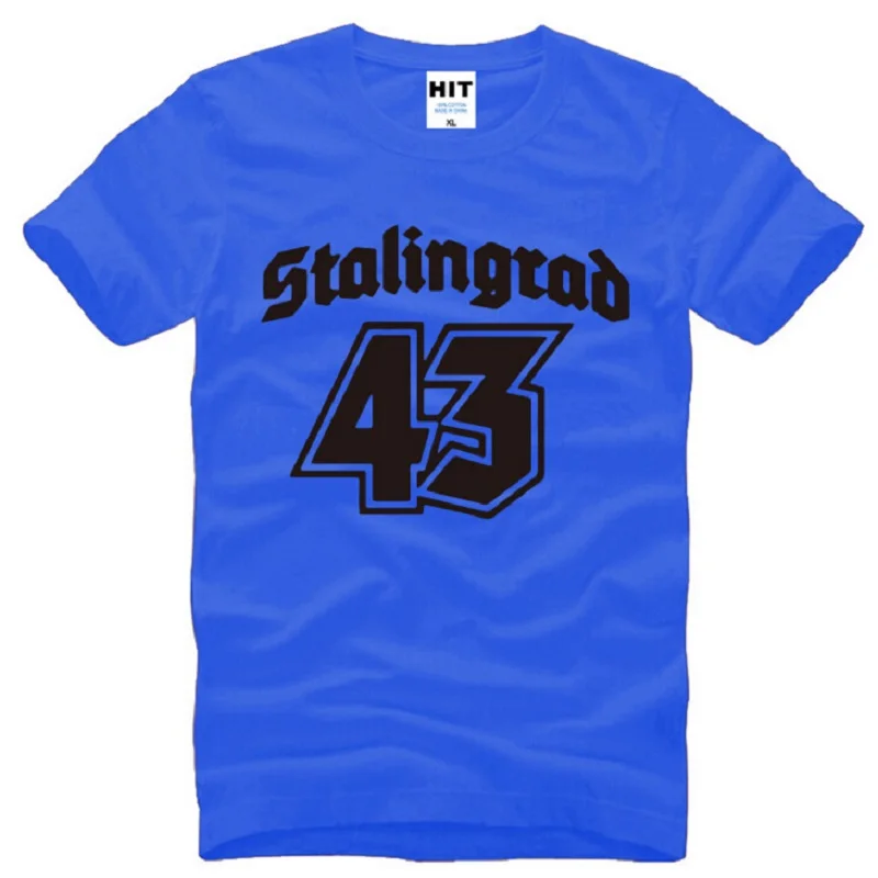 blue t shirt 2 Дизайнер Stalingrad 1943 T рубашки мужские хлопковые с коротким рукавом Второй мировой войны мемори мужские футболки модные памятные топы футболки - Цвет: blue t shirt 2