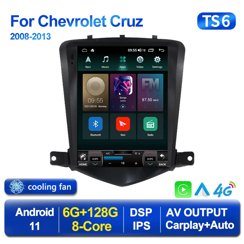 Автомобильный мультимедийный радиоплеер 2 din Android 11 IPS DSP GPS для Chevrolet Cruze J300 Holden Daewoo