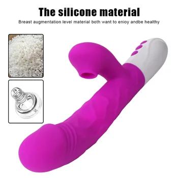 3 In 1 Heating Rabbit Vibrator Telescopic Rotating Dildo Clitoris Sucking Vagina G Spot Stimulate Vibrators Sex Toys for Women 3