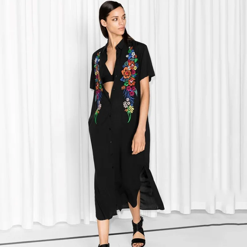Embroidery Kaftan Beach Tunic Cotton Beach Cover up Saida de Praia Swimsuit