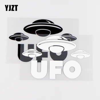 

YJZT15X9.4CM Ufo Car Stickers Vinyl Decal Alien Area 51 Space Storm Black / Silver 10A-0145