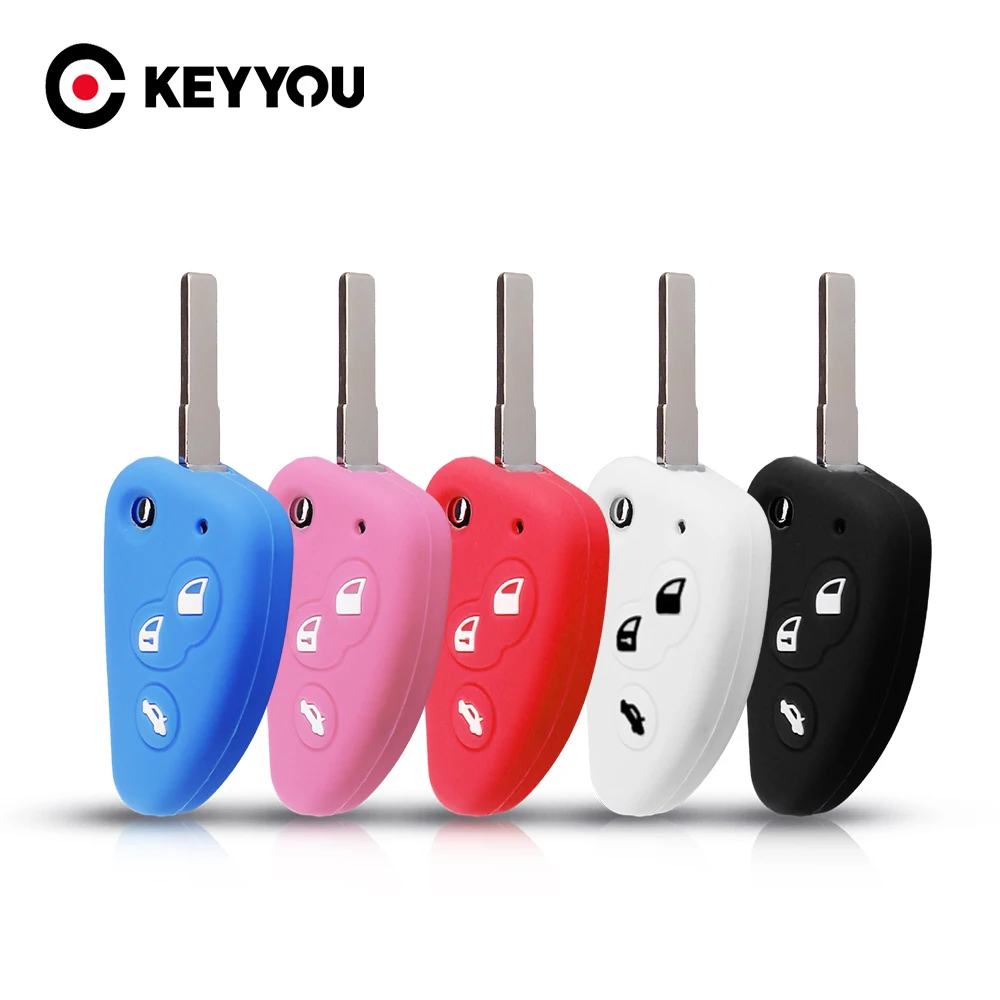 KEYYOU Key Rings Silicone Case For Alfa Romeo 147 166 156 JTD TS GT Flip Folding Car Cover Accessory |