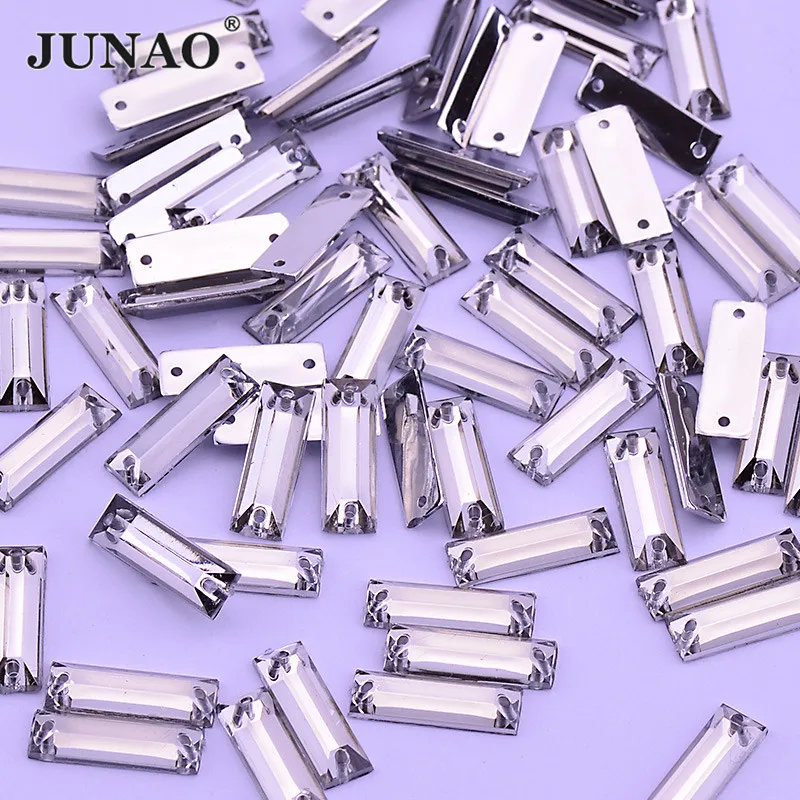 JUNAO 200 шт 7*21 мм Швейные прозрачные хрустальные стразы прямоугольная аппликация из