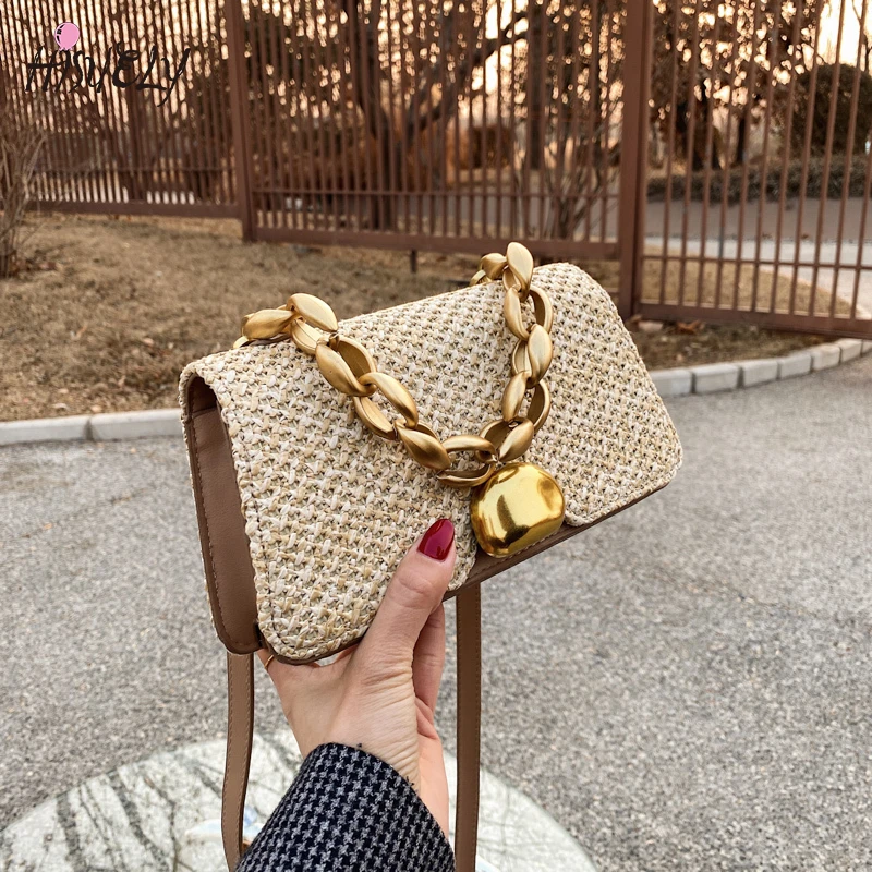 Bolsos hechos a mano para mujer, bolsa de paja para la playa, con asa y forma cuadrada, para verano, 2022|Bolsos de - AliExpress