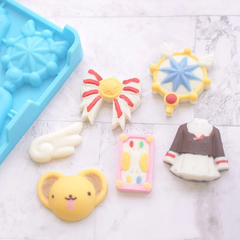 Сейлор Мун cardcaptor sakura прозрачные карты большой силиконовый антипригарный лоток для льда Отличная форма для шоколадных конфет желе и мыла