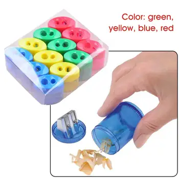 

12pcs 2 Holes Pencil Sharpener Desktop Hand Crank For Kids Student Stationary Gifts Portable Makeup Pen Cutter Tool School