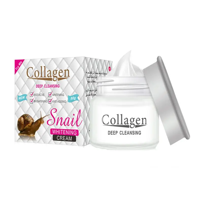 80g Face Day Night Snail Cream Collagen Deep Cleansing Anti-Aging Facial Treatment Moisturizers Whitening Beauty Health Care