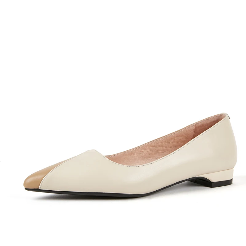 ROBESPIERE/Женская обувь на плоской подошве с острым носком; Качественная разноцветная обувь из натуральной кожи; женская повседневная обувь без застежки на низком каблуке; женская обувь на плоской подошве; A65 - Цвет: Apricot