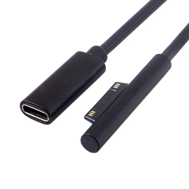 0,2 м женский USB-C зарядный кабель для Microsoft Surface Pro 6/5/4/3 Поверхность ноутбука 1/2, 45Вт 15В PD кабель для зарядки