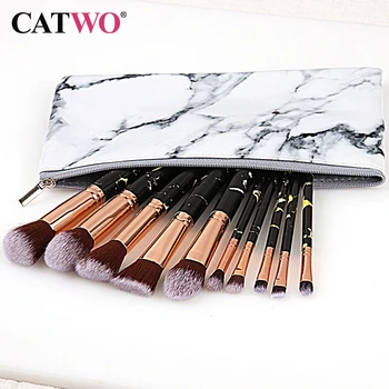 

CATWO 10 Pcs Makeup Brushes Tool Set Cosmetic Powder Eye Shadow Foundation Blush Blending Beauty Make Up Brush Maquiagem
