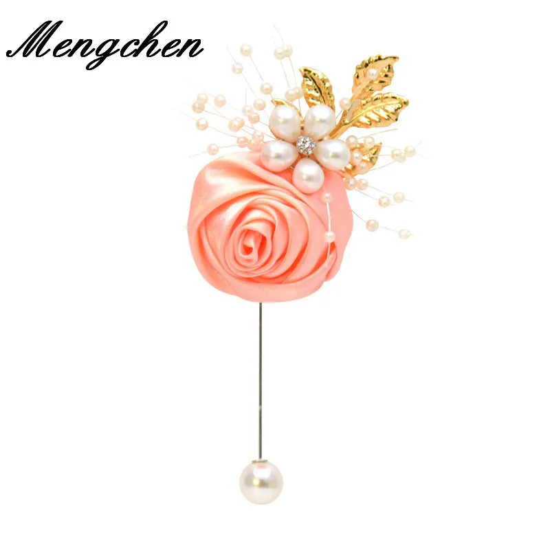 Свадебная бутоньерка для жениха Золотые листья с шелковой розой Свадебные Цветы