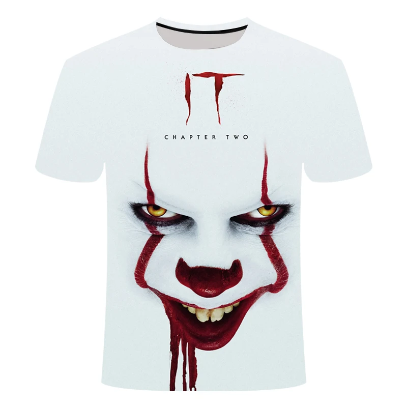 IT: Chapter Two 3D Футболка с принтом для мужчин и женщин, летняя повседневная футболка с изображением клоуна из фильма ужасов, Мужская футболка с триллером из фильма террора