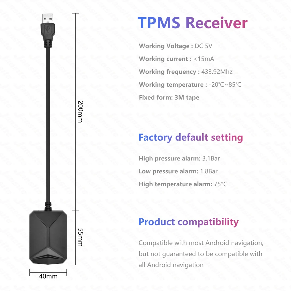 Car Android Tire Pressure Monitoring System, Sensores